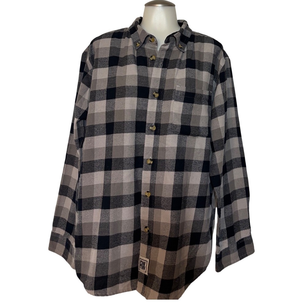 REAL WORK WEAR Plaid Flannel Shirt Comfort Fit Long Sleeve Button Up Medium